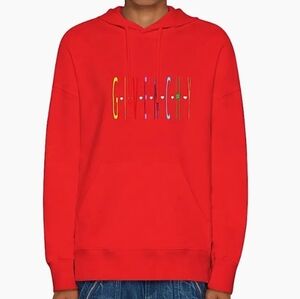 Givenchy Red Hoodie with Multicolor Logo